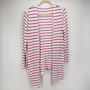 Chico's | Striped Open Front Cardigan | Pink/White